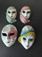 Handgeschilderd keramiek, wandmaskers uit Italie, 4 stuks, Ophalen of Verzenden, Zo goed als nieuw