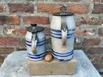 2 antieke steengoed bierpullen met tinnen deksel, Westerwald, Antiek en Kunst, Antiek | Keramiek en Aardewerk, Ophalen of Verzenden