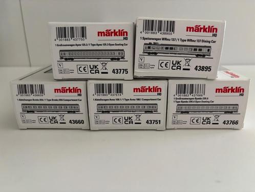 Märklin H0 43660/751/766/775/895 DB IC rijtuigen (5 stuks), Hobby en Vrije tijd, Modeltreinen | H0, Nieuw, Treinset, Wisselstroom