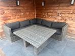 Tuin loungeset met glazen eettafel, Ophalen, Zo goed als nieuw, Eettafel