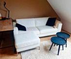 Leren 2,5 zits-bank met hocker, Huis en Inrichting, Ophalen, Gebruikt