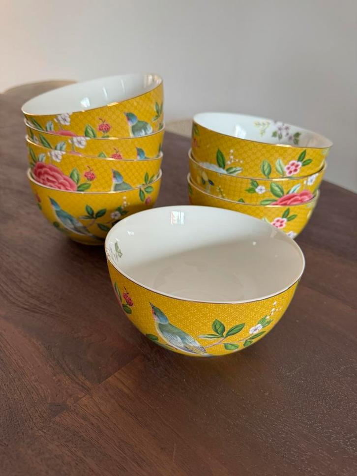 Pip Studio Blushing Birds geel – limited edition –, Huis en Inrichting, Keuken | Servies, Zo goed als nieuw, Kom(men), Overige stijlen