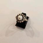 Antiek 14 karaats gouden ring met Diamant en Parel bewerkt, Ophalen of Verzenden, Goud, Ring, Met edelsteen