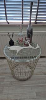 Leuk Bijzettafeltje met Glazen Blad, Huis en Inrichting, Minder dan 45 cm, Minder dan 55 cm, Gebruikt, Rond