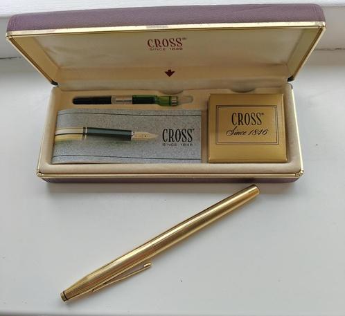 18 karaat vergulde Cross Vulpen met 14 karaat gouden nib, Verzamelen, Pennenverzamelingen, Zo goed als nieuw, Vulpen, Cross, Met doosje