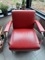 Leolux Scylla rood leren fauteuil z.g.a.n., Huis en Inrichting, Fauteuils, Ophalen, Zo goed als nieuw, 50 tot 75 cm, Leer