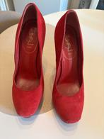 Yves Saint Laurent Rode Suède Pumps, Kleding | Dames, Ophalen, Zo goed als nieuw, Rood