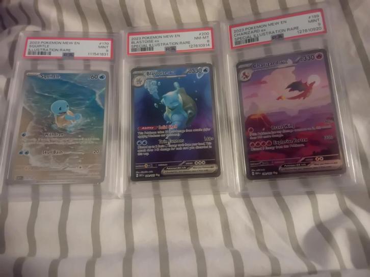 Pokemon 151 PSA Graded Set - Squirtle, Blastoise, Charizard, Verzamelen, Poppetjes en Figuurtjes, Zo goed als nieuw, Ophalen of Verzenden