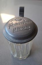 Glazen bierpul 30er jaren Pschorr Bräu München tinnen deksel, Ophalen of Verzenden, Zo goed als nieuw, Pul(len), Overige merken