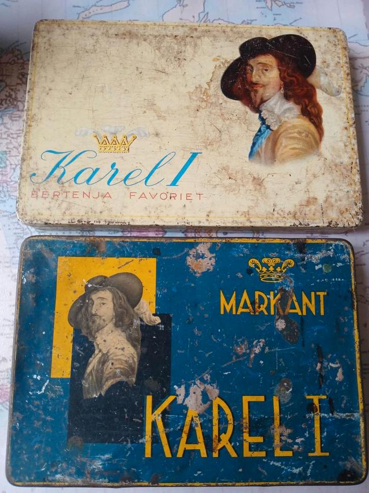 Vintage Blikken Karel 1 Sigaren - 2 Stuks, Verzamelen, Blikken, Gebruikt, Overige, Ophalen of Verzenden