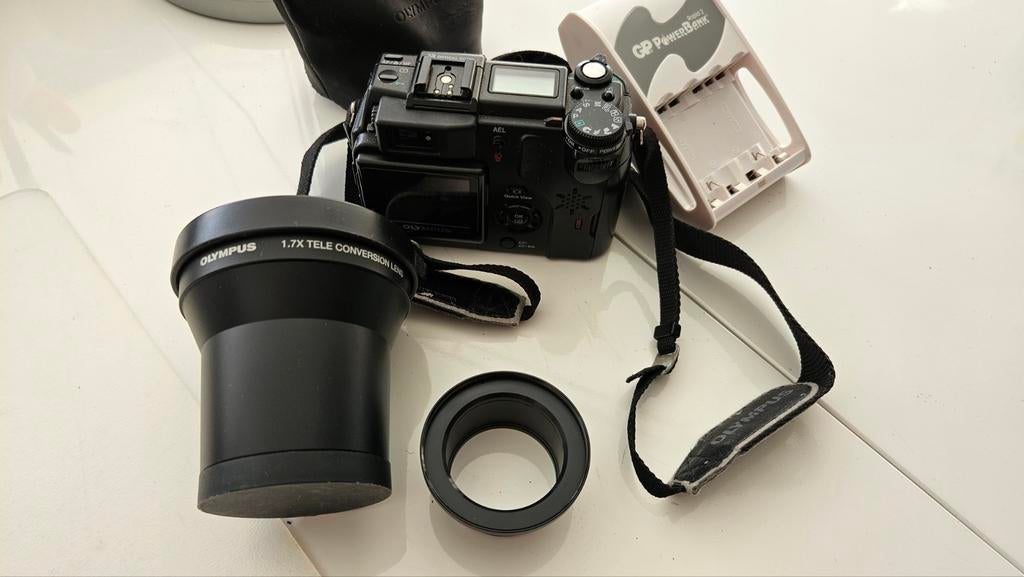 Olympus C5050z met teleconverter, Gebruikt, Compact, Ophalen of Verzenden, Minder dan 4 keer