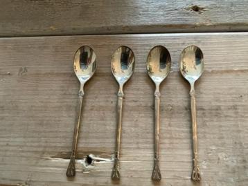 4 x Oud lepeltjes verzilverd. Sola 100. Vintage theelepeltje beschikbaar voor biedingen