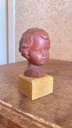 Terracotta beeldje buste Goebel meisje op sokkel, Ophalen of Verzenden