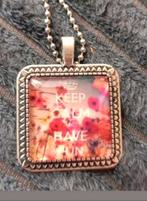Ketting keep calm have fun, Verzenden, Nieuw, Zilver, Met hanger