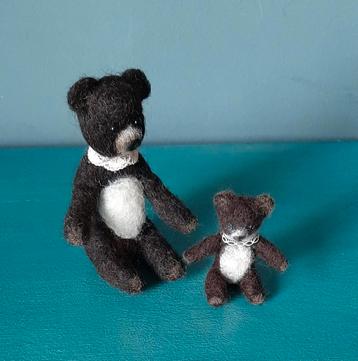 Genaaldvilte beren wol beertjes naaldvilten handgemaakt  beschikbaar voor biedingen