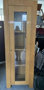 mooie zware blankeiken vitrinekast met glazen deur, Ophalen, Eikenhout, 50 tot 100 cm, Modern