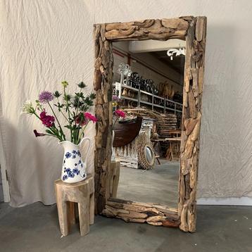 Spiegel – driftwood, drijfhout - 150 x 80 cm - Bij TTM Wonen