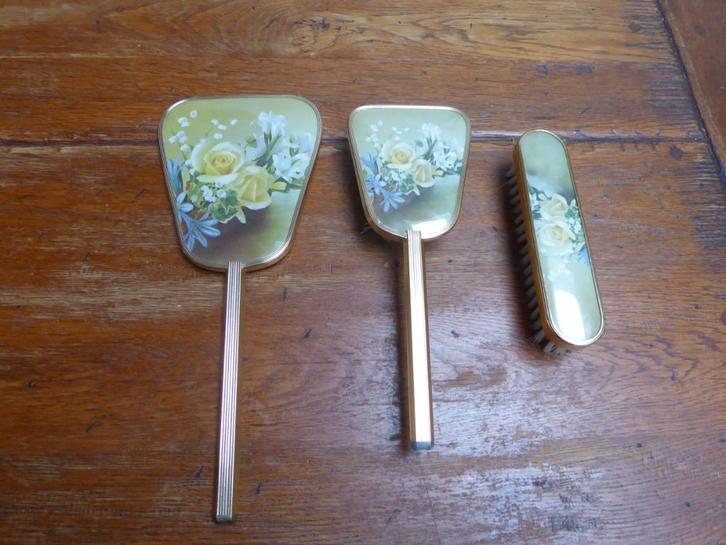 Mooie 3-delige vintage toilettafel set, Antiek en Kunst, Antiek | Woonaccessoires, Ophalen of Verzenden