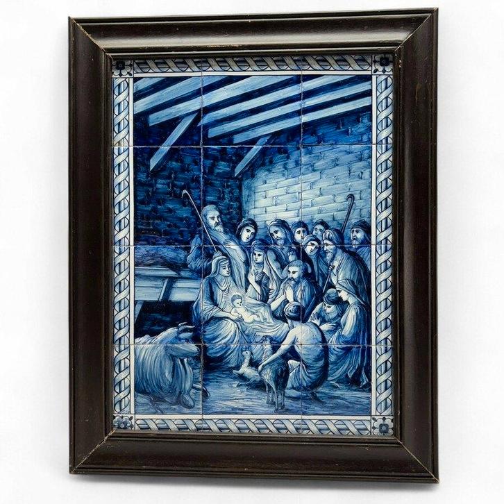 Tichelaar Makkum plaquette, geboorte Jezus, Antiek en Kunst, Antiek | Wandborden en Tegels, Ophalen of Verzenden