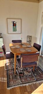 4 x buis stoel voor eetkamer, ribstof, donkergrijs, Ophalen, Zo goed als nieuw, Grijs