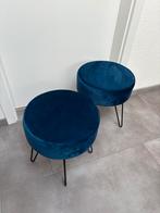 Blauwe Velvet poef Set, Huis en Inrichting, Banken | Voetenbanken en Poefen, Ophalen, Minder dan 50 cm, Rond, Minder dan 50 cm