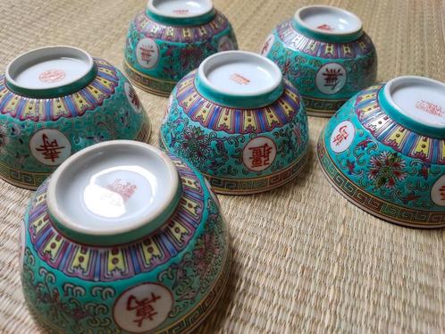 Chinese famille rose turkoois handgeschilderd 20 delig, Verzamelen, Retro, Huis en Inrichting, Ophalen of Verzenden