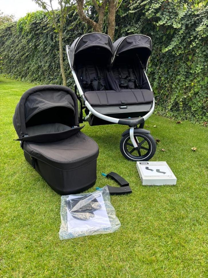 Thule Urban Glide 2 Double met reiswieg + adapters maxi cosi, Kinderen en Baby's, Kinderwagens en Combinaties, Nieuw, Combiwagen