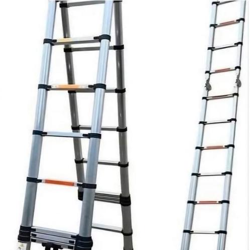 Telescopische Vouwbare RVS ladder 5m NIEUW IN DOOS, Doe-het-zelf en Verbouw, Ladders en Trappen, Nieuw, Ladder, 4 meter of meer