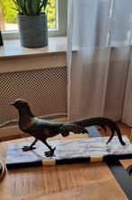 Grote fazant op marmeren plateau - marmer, brons, Verzenden, Brons