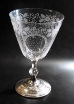 Gegraveerd glas met zilver voor 25 jarig huwelijk, 1868. 808, Ophalen of Verzenden