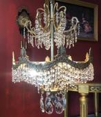 Kristallen kroonluchter antiek brocante hanglamp koper barok, Huis en Inrichting, Lampen | Kroonluchters, Ophalen of Verzenden