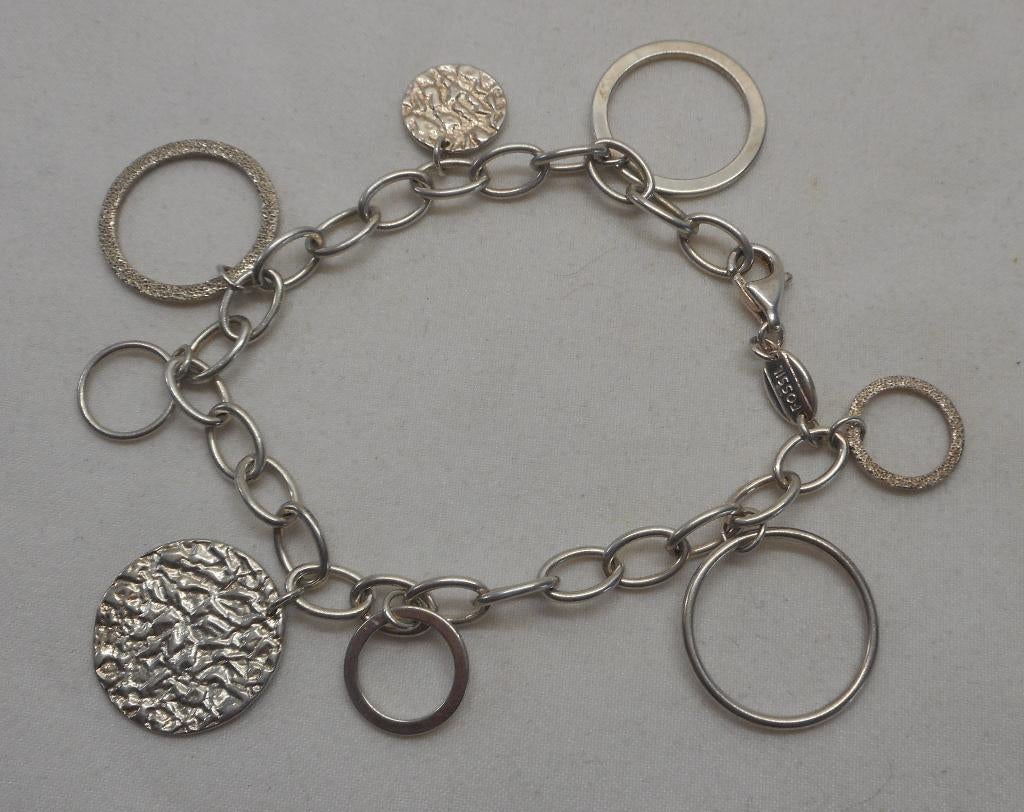 Zilveren Fossil armband met bedels nr.1277, Verzenden, Zo goed als nieuw, Met bedels of kralen, Zilver