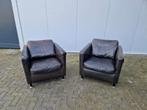 2 Prachtige Lederen Stoelen van Montel, Ophalen, Zo goed als nieuw, 75 tot 100 cm, Leer