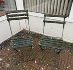 Frans bistro stoeltjes, Tuin en Terras, Ophalen, Gebruikt, Metaal, Inklapbaar