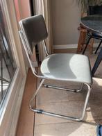 4 grijze stoelen met chromen frame Gispen?, Ophalen, Gebruikt, Metaal, Eén