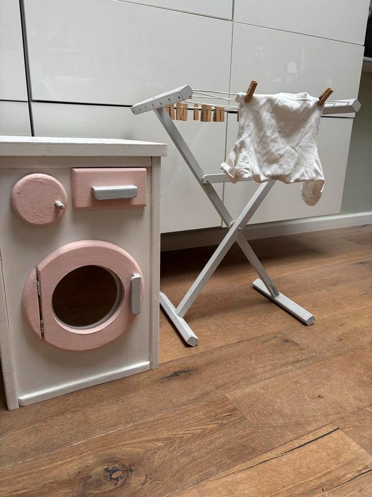 Houten Speelgoed Wasmachine met Wasrek en Strijkplank, Kinderen en Baby's, Speelgoed | Overig, Gebruikt, Meisje, Ophalen of Verzenden