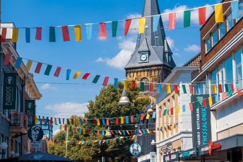 Festival vlaggenlijnen Stoffen vlaggetjes, Hobby en Vrije tijd, Feestartikelen, Nieuw, Versiering, Overige, Ophalen of Verzenden