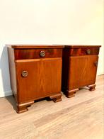 Vintage art deco nachtkastjes set, Huis en Inrichting, Ophalen of Verzenden, Hout