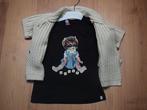 Jilly / jill / shoeby beige vestje + shirt + rok opdruk kat, Meisje, Ophalen of Verzenden, Zo goed als nieuw, Setje