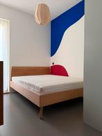 Mooi eikenhouten bed 160x200m met nieuwe matras, Ophalen, Zo goed als nieuw, Tweepersoons