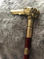 wandelstok brons hout greep windhond saluki barzoi, Ophalen of Verzenden