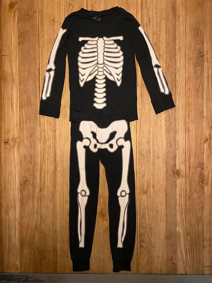 Skelet kostuum halloween verkleedkleren, maat 110 / 116, Kinderen en Baby's, Carnavalskleding en Verkleedspullen, Gebruikt, Jongen of Meisje