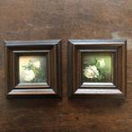 Klein Rozen Schilderij in Houten Lijst, Antiek en Kunst, Kunst | Schilderijen | Klassiek, Ophalen of Verzenden