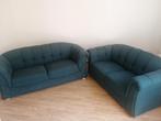 Twee banken van drie personen. Groen en comfort, Ophalen of Verzenden, Gebruikt, 75 tot 100 cm
