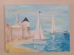 Schilderij boulevard met Gevangentoren Vlissingen, Antiek en Kunst, Kunst | Schilderijen | Modern, Ophalen of Verzenden
