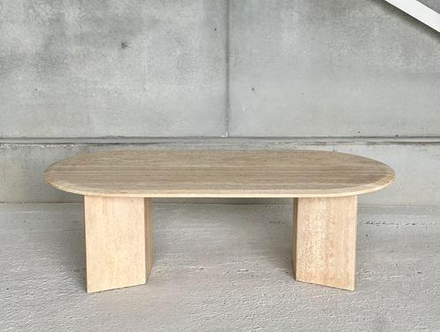 Vintage travertine coffeetable, ovaal, Antiek en Kunst, Antiek | Meubels | Tafels, Ophalen of Verzenden