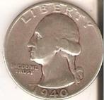 USA, 1 quarter dollar, 1940, zilver, Zilver, Ophalen of Verzenden, Losse munt, Noord-Amerika