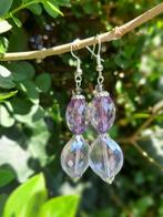 Oorbellen Big Lila acryl kralen-kristalglas verzilverd, Sieraden, Tassen en Uiterlijk, Oorbellen, Hangers, Paars, Nieuw, Zilver