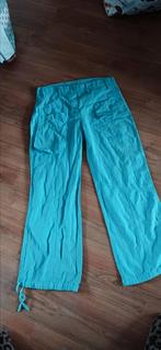Leuke aqua blauwr broek met aansnoerkoortje in pijp, maat M, Maat 38/40 (M), Blauw, Ophalen of Verzenden, Zo goed als nieuw