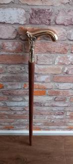 NIEUW:grote 98cm houten wandelstok met een messing handvat, Diversen, Wandelstokken, Nieuw, Ophalen of Verzenden